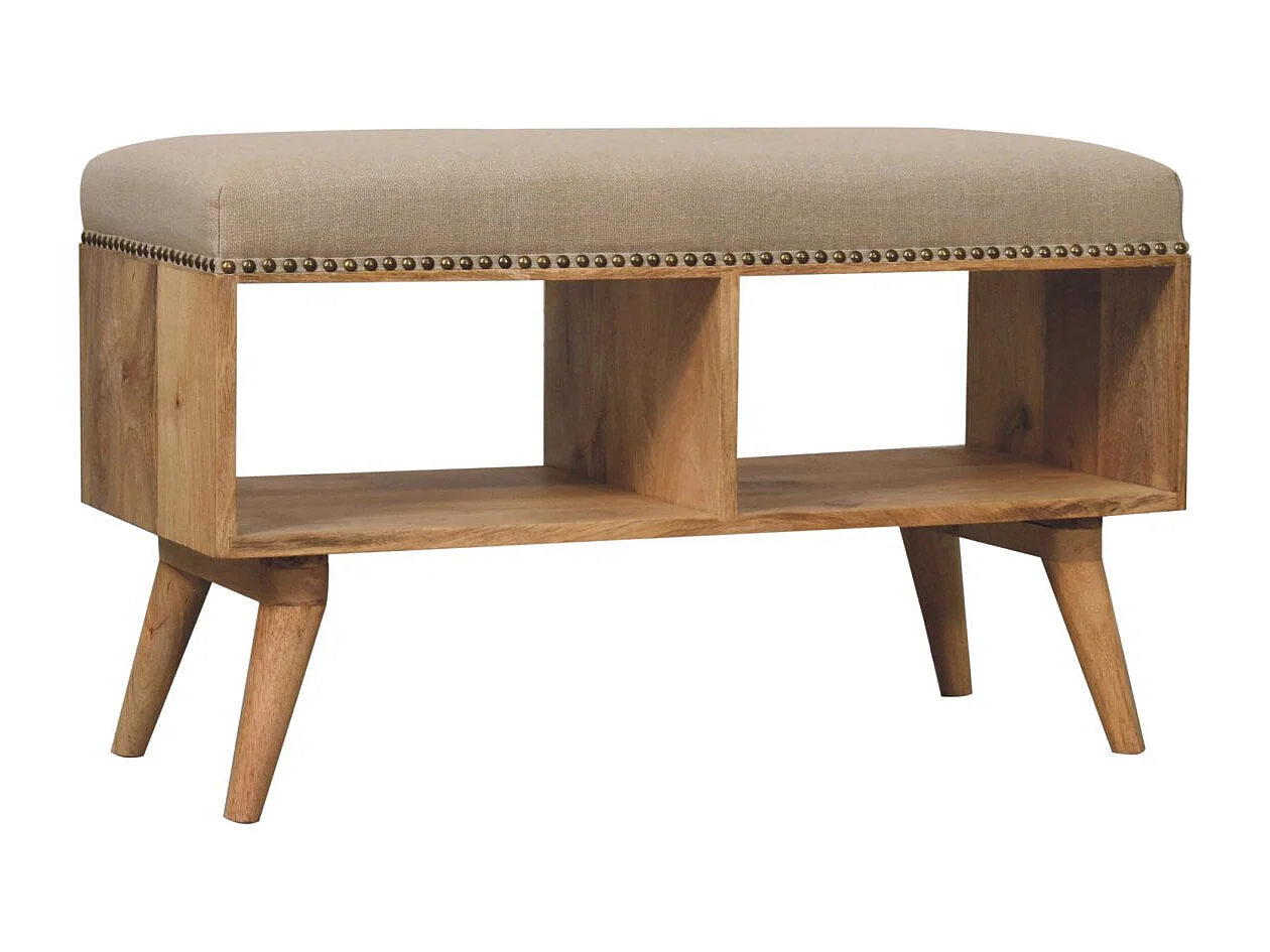 Artisan Furniture Solid Wood Studded Linen Open Bench