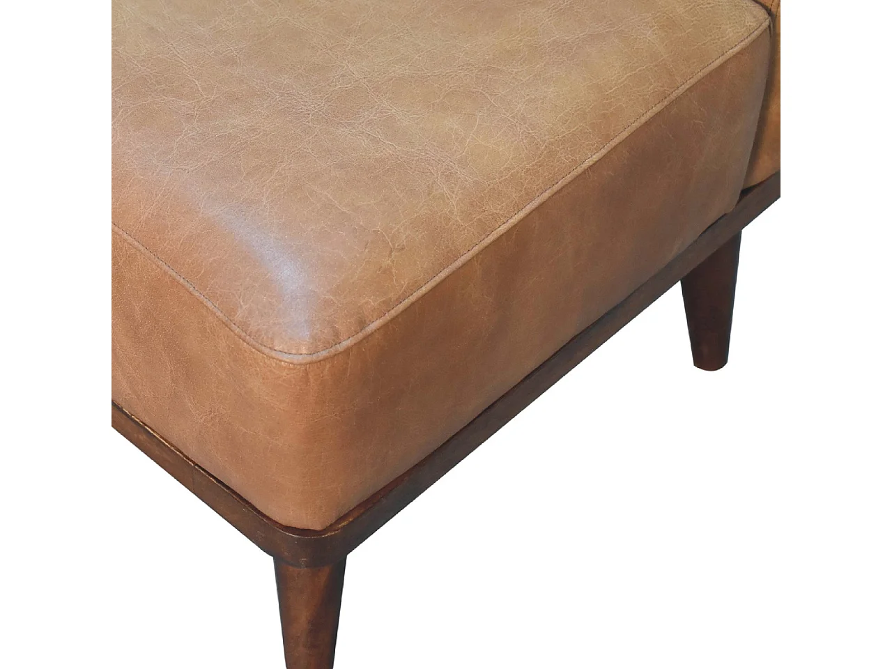 Artisan Furniture Solid Wood Tan Buffalo Backrest Footstool
