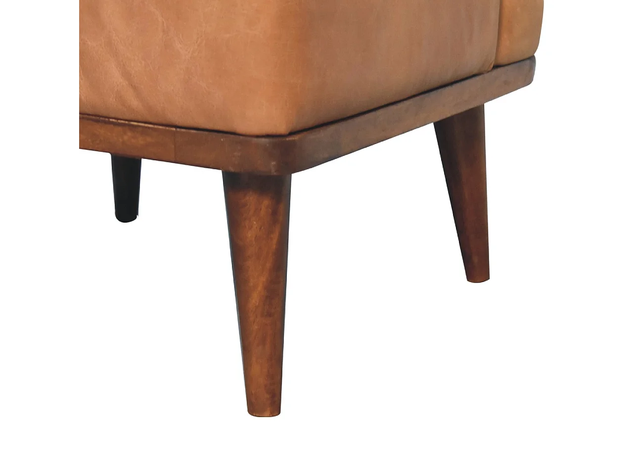 Artisan Furniture Solid Wood Tan Buffalo Backrest Footstool