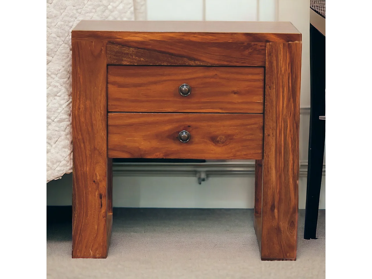 Artisan Furniture Solid Wood U-Square Honey Bedside