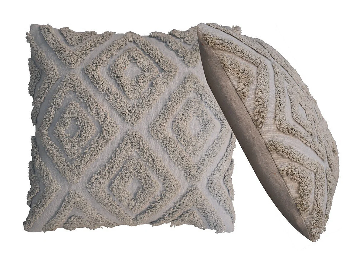 Artisan Furniture Solid Wood 2 Grey Mini Diamond Tassle Cushions