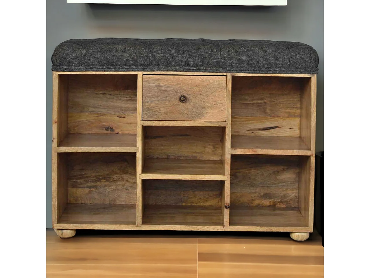 Artisan Furniture Solid Wood Black Tweed 1 Drawer Bench
