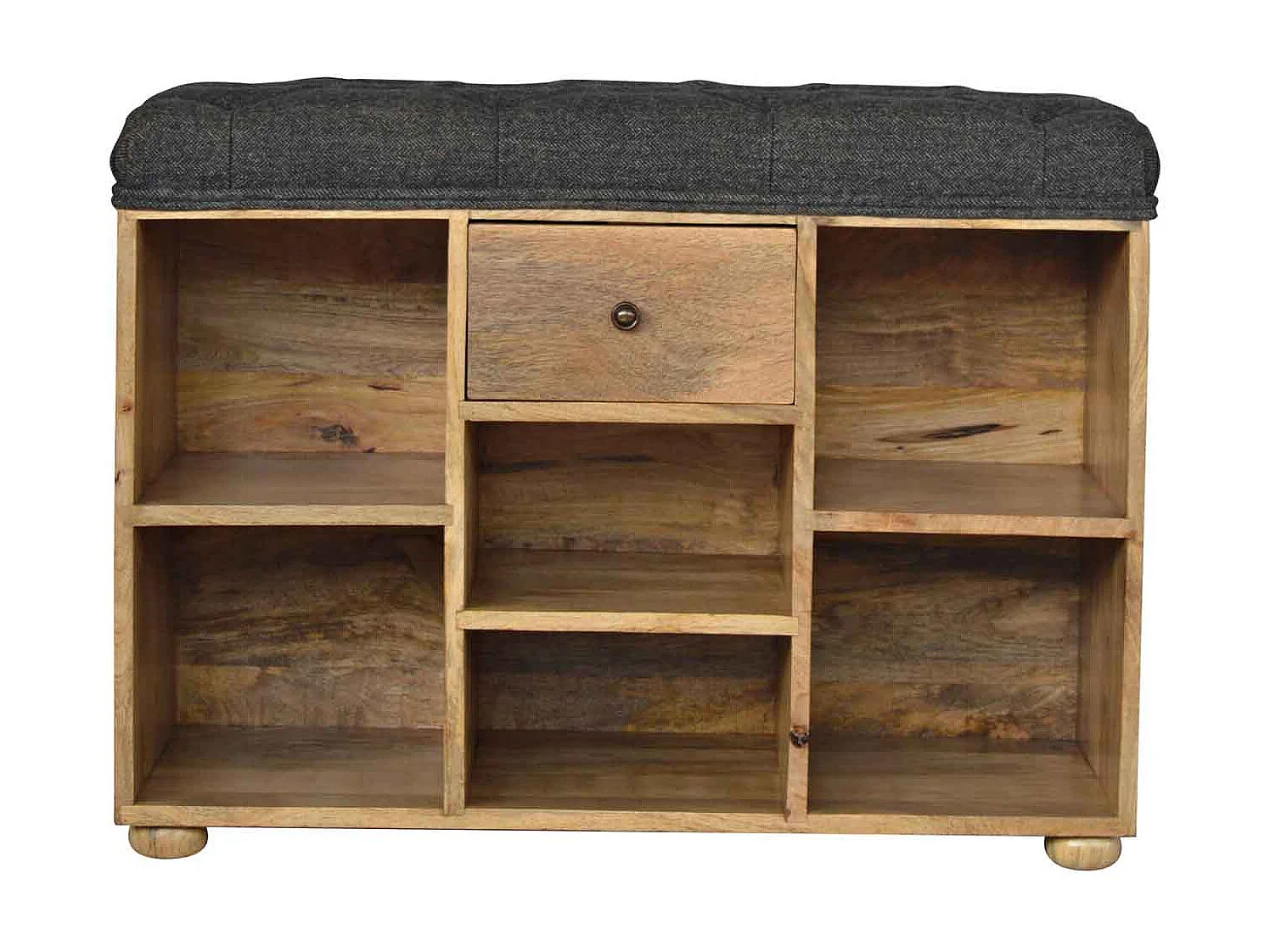 Artisan Furniture Solid Wood Black Tweed 1 Drawer Bench