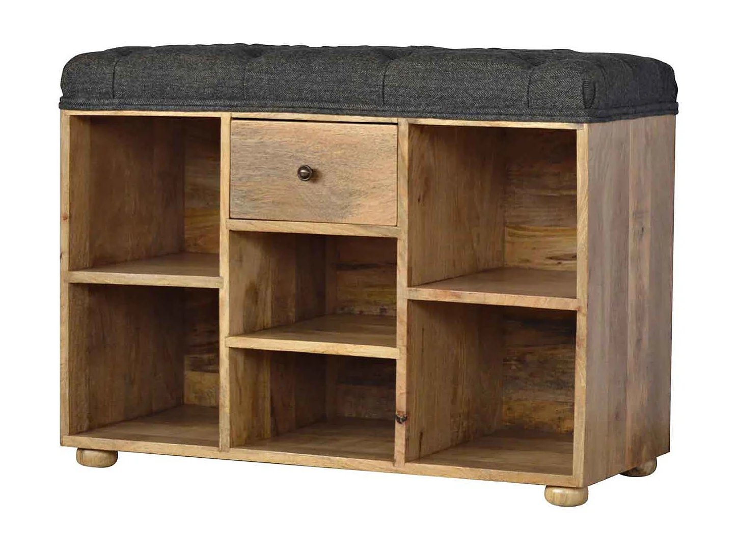 Artisan Furniture Solid Wood Black Tweed 1 Drawer Bench
