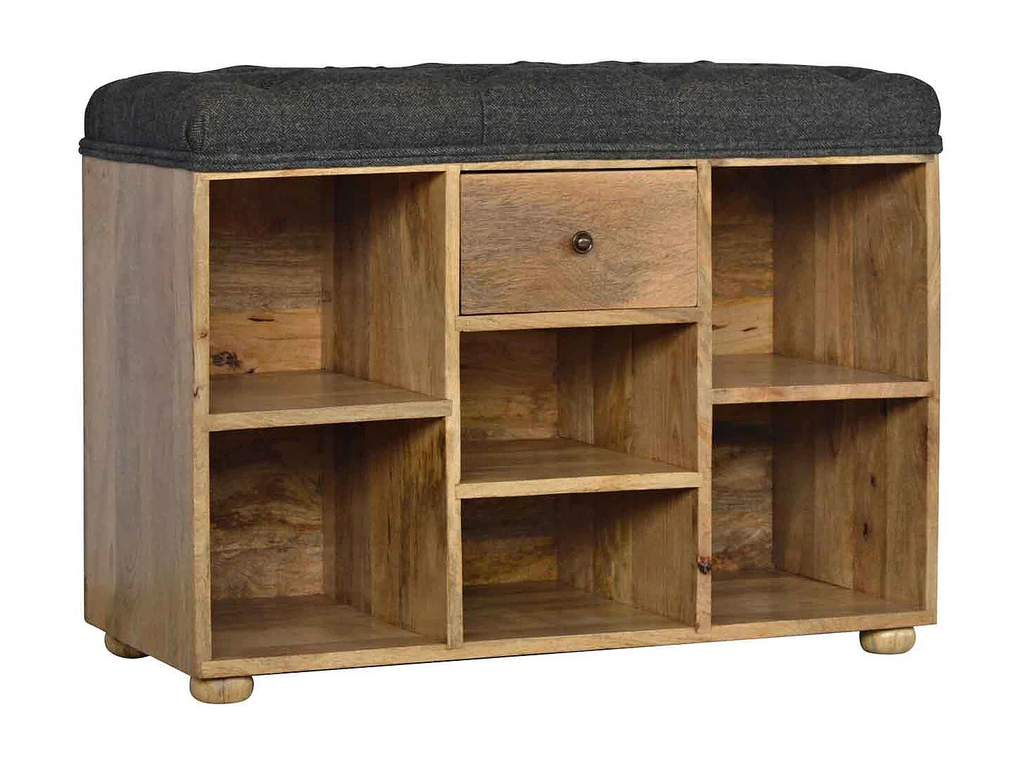 Artisan Furniture Solid Wood Black Tweed 1 Drawer Bench