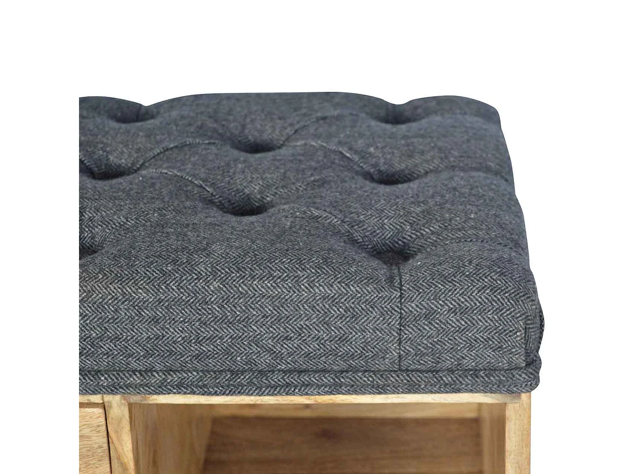 Artisan Furniture Solid Wood Black Tweed 1 Drawer Bench