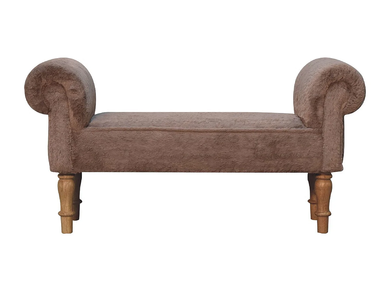Artisan Furniture Solid Wood Mocha Faux Fur Bedroom Bench