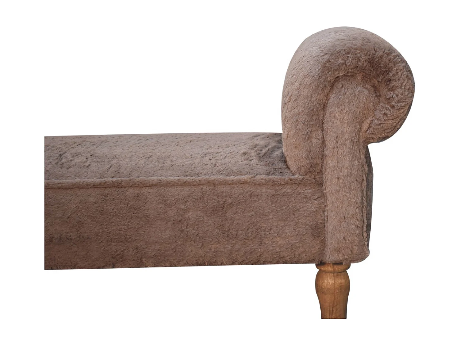 Artisan Furniture Solid Wood Mocha Faux Fur Bedroom Bench