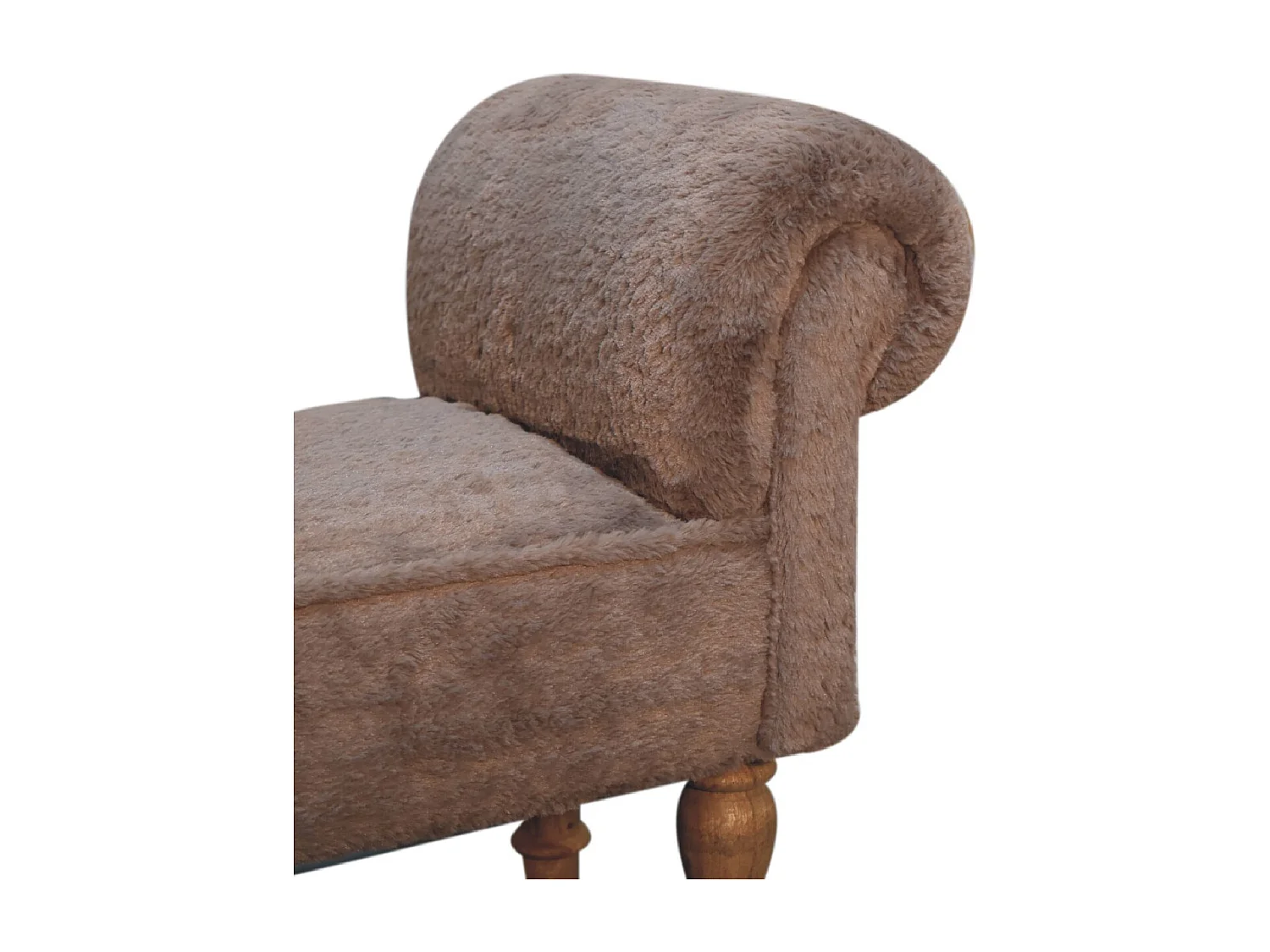 Artisan Furniture Solid Wood Mocha Faux Fur Bedroom Bench