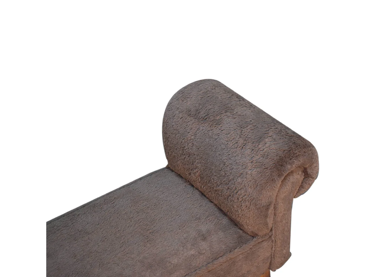 Artisan Furniture Solid Wood Mocha Faux Fur Bedroom Bench