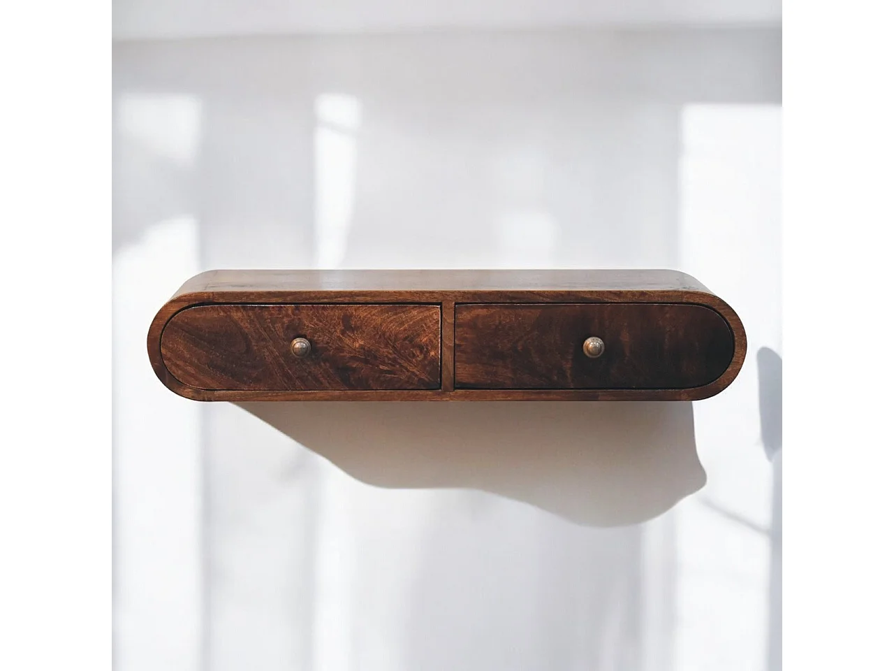 Artisan Furniture Solid Wood Wall Mounted California Walnut Console Table
