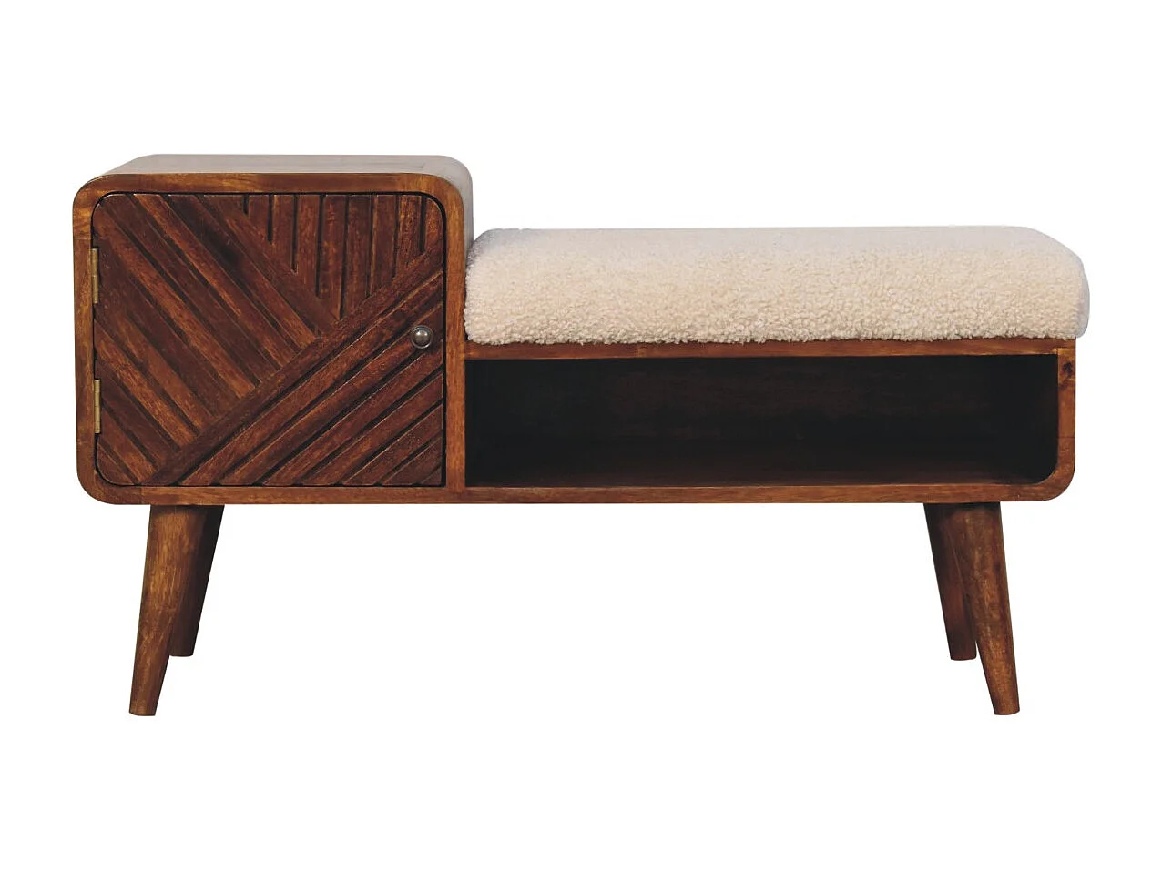 Artisan Furniture Solid Wood Boucle Carved Chestnut Telephone Table