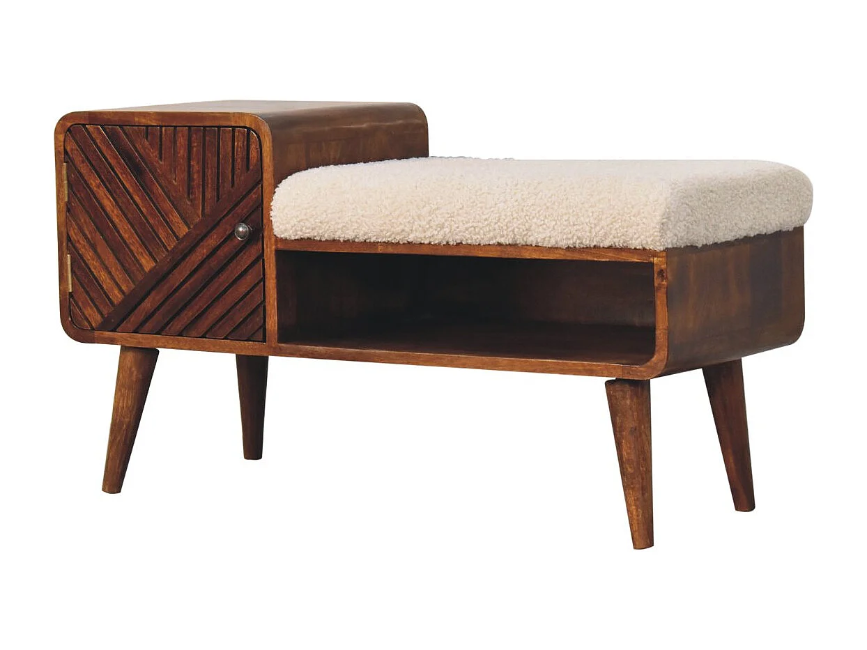 Artisan Furniture Solid Wood Boucle Carved Chestnut Telephone Table