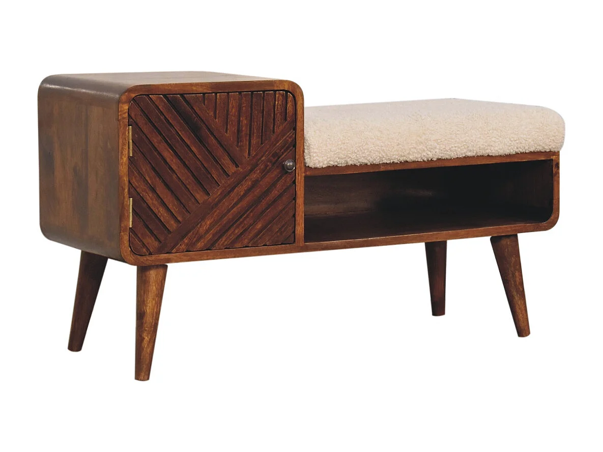 Artisan Furniture Solid Wood Boucle Carved Chestnut Telephone Table
