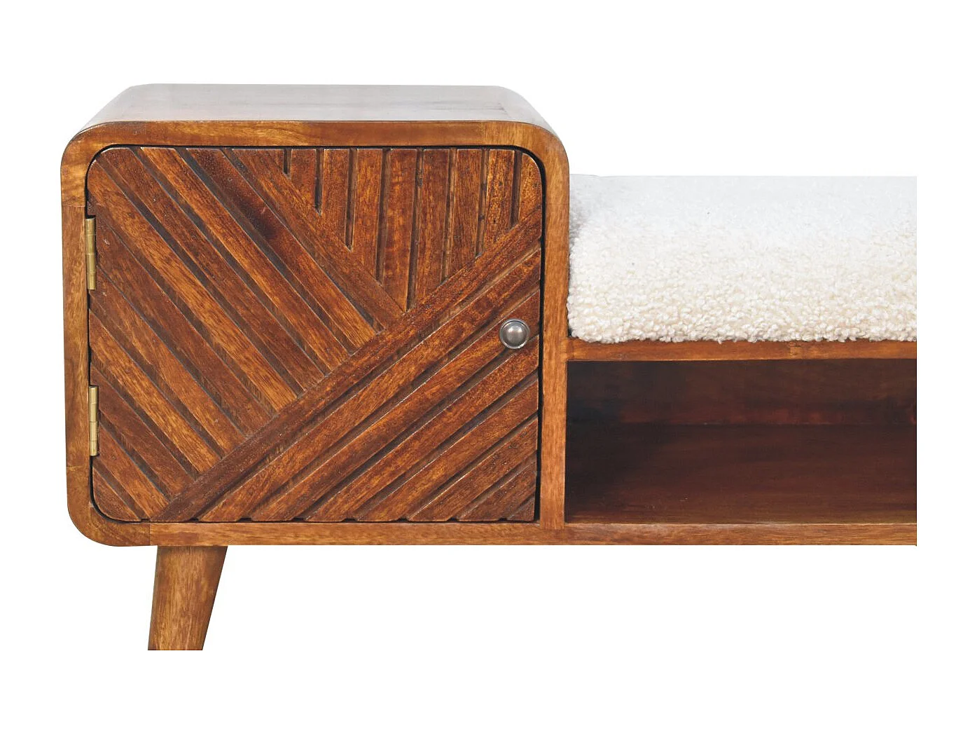 Artisan Furniture Solid Wood Boucle Carved Chestnut Telephone Table