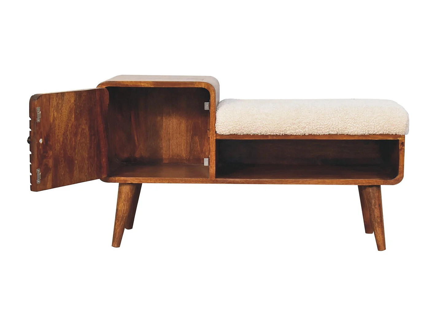 Artisan Furniture Solid Wood Boucle Carved Chestnut Telephone Table