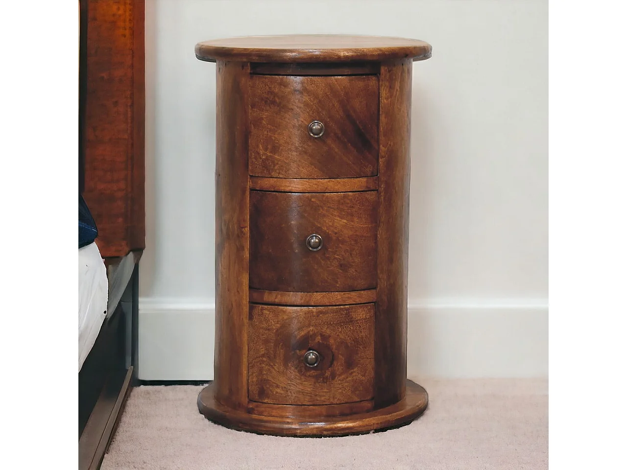 Artisan Furniture Solid Wood Mini Chestnut Drum Chest
