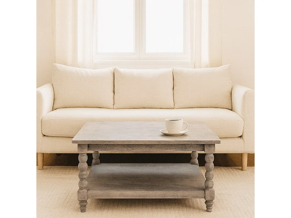 Artisan Furniture Solid Wood Spindle Acid Wash Coffee Table