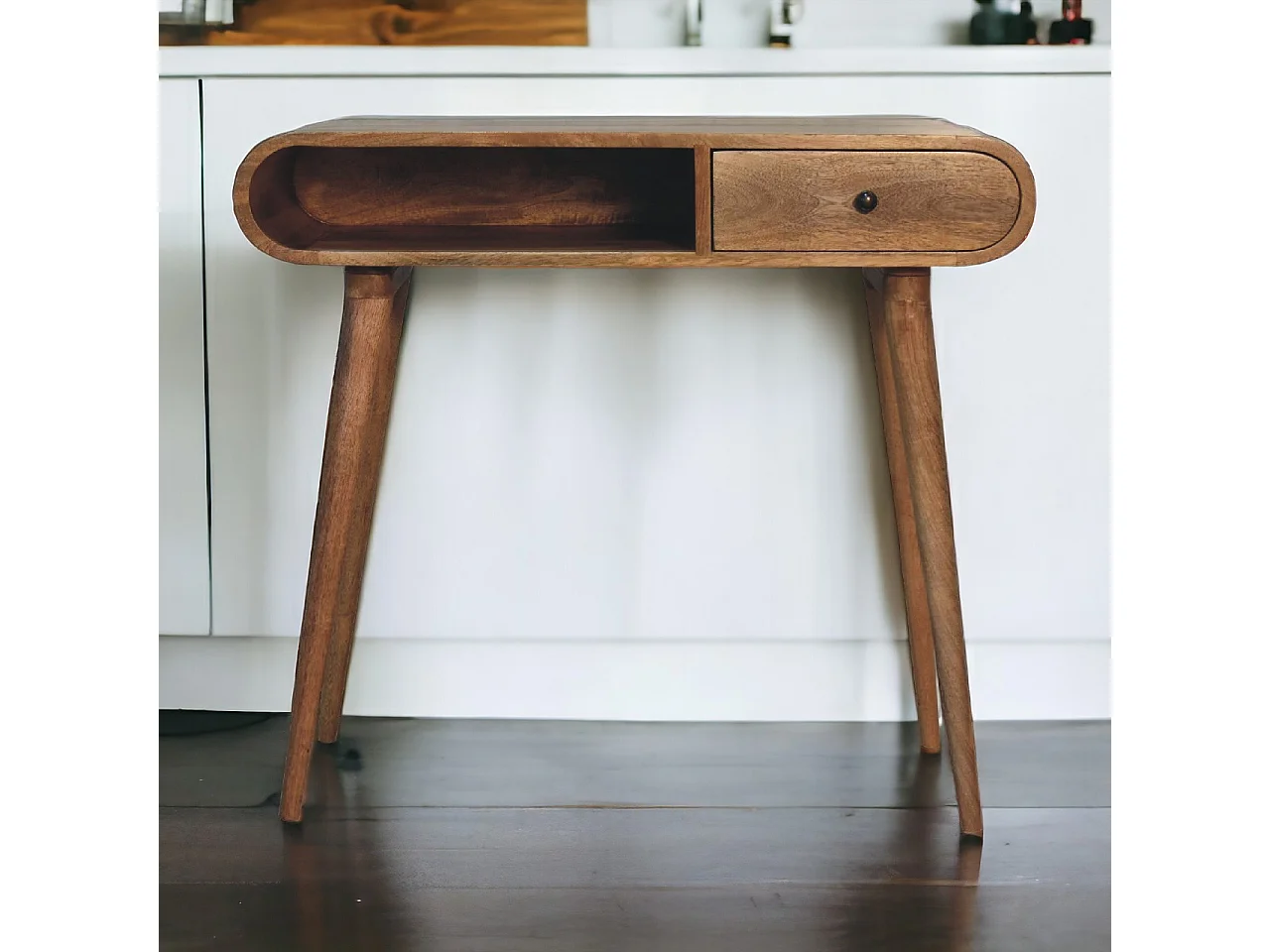 Artisan Furniture Solid Wood Curved Oak-ish Writing Desk