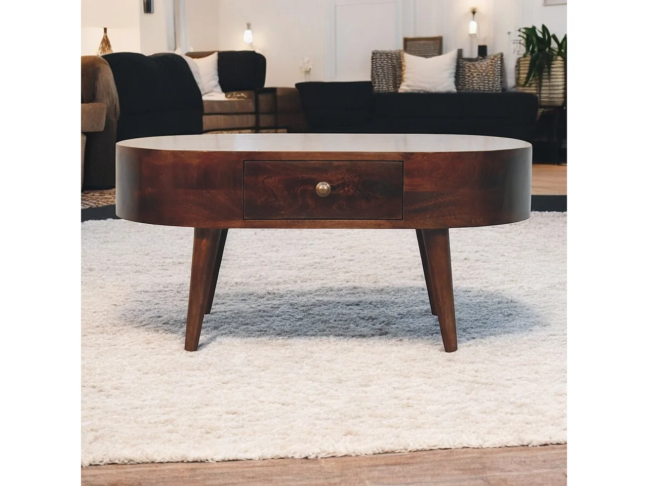 Artisan Furniture Solid Wood California Walnut Rounded Coffee Table