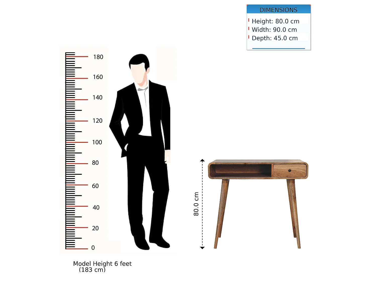 Artisan Furniture Bureau incurvé en bois massif finition chêne clair