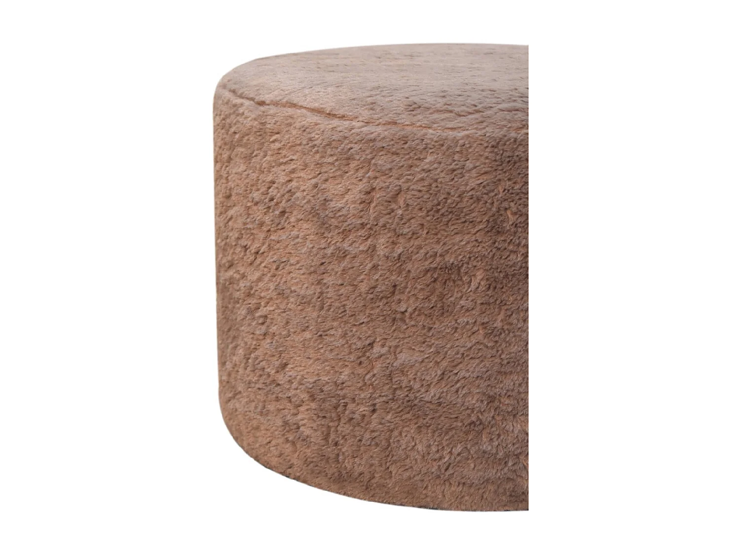 Artisan Furniture Solid Wood Mocha Faux Fur Round Footstool