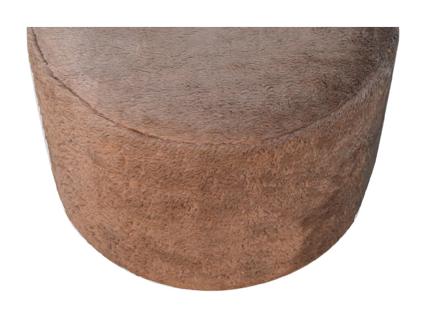 Artisan Furniture Solid Wood Mocha Faux Fur Round Footstool
