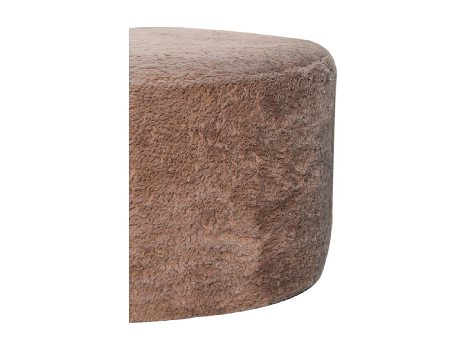 Artisan Furniture Solid Wood Mocha Faux Fur Round Footstool