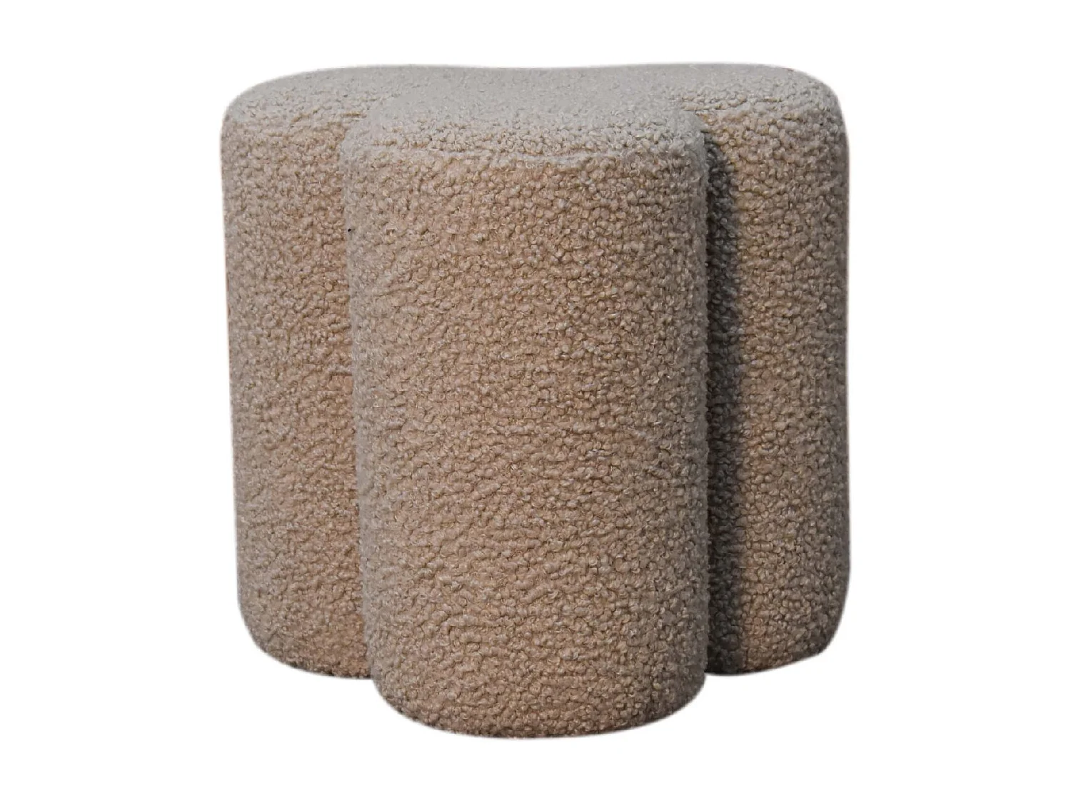 Artisan Furniture Solid Wood Mud Boucle Clover Footstool