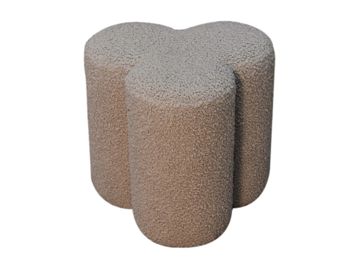 Artisan Furniture Solid Wood Mud Boucle Clover Footstool
