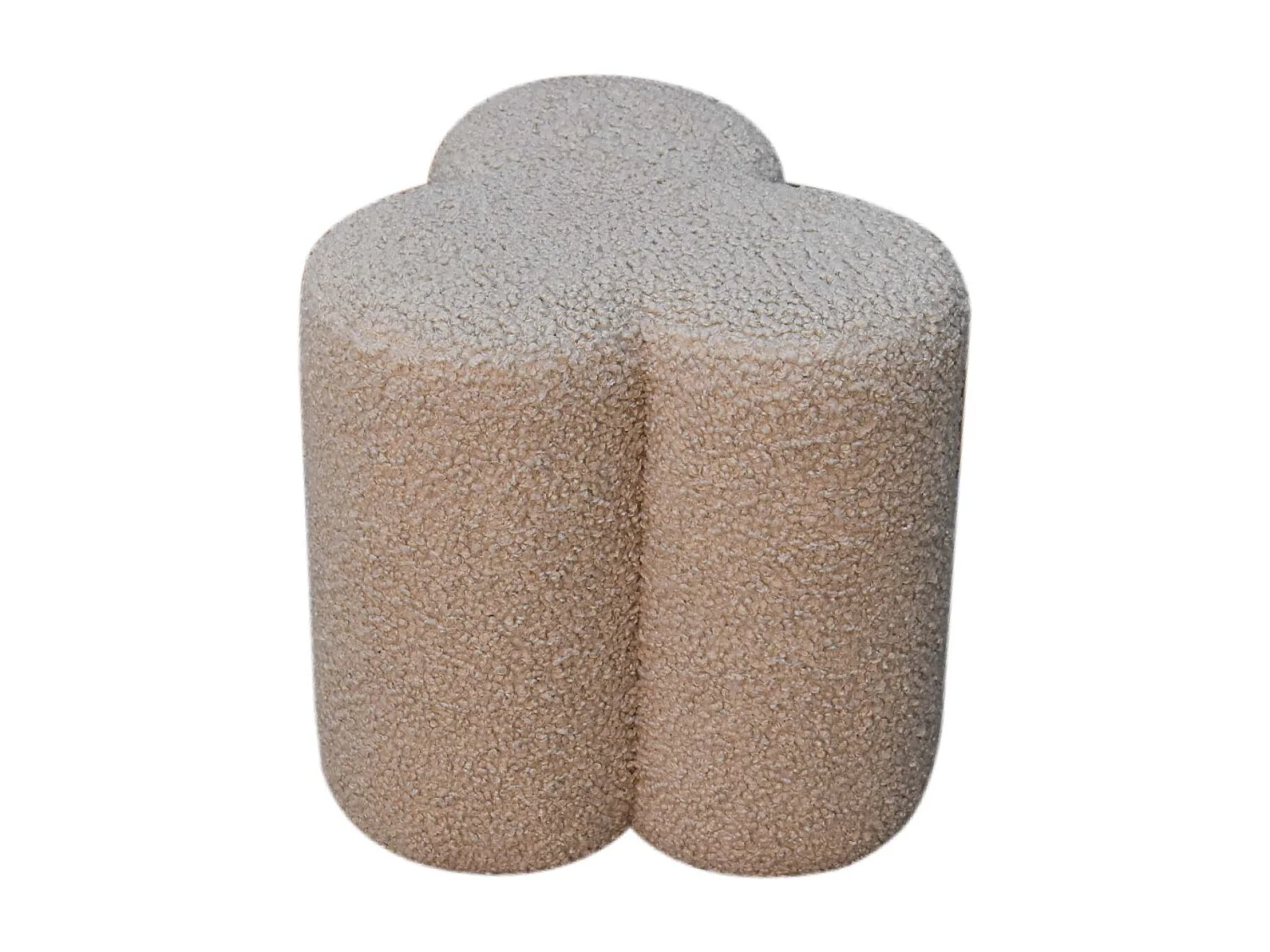 Artisan Furniture Solid Wood Mud Boucle Clover Footstool