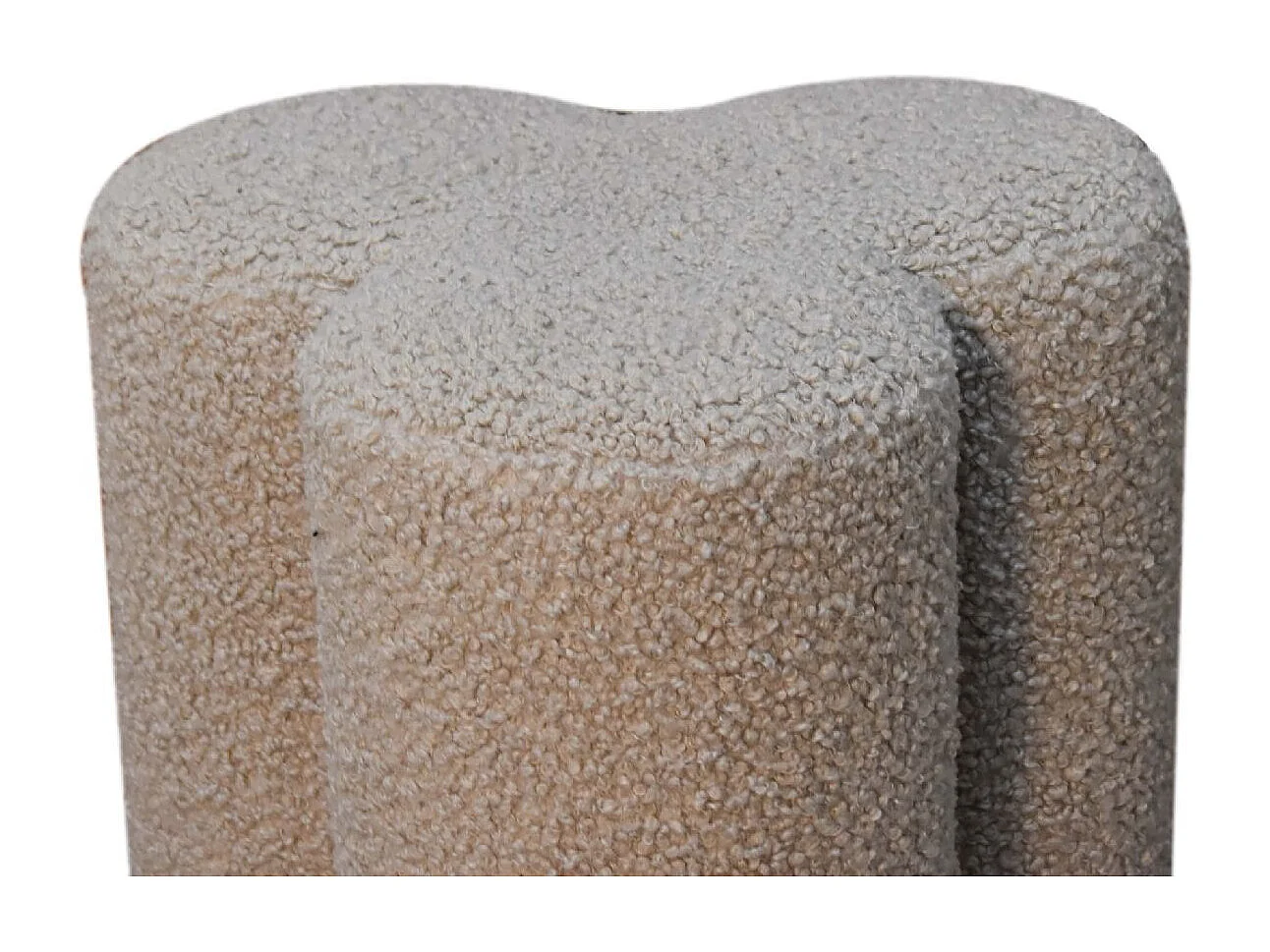 Artisan Furniture Solid Wood Mud Boucle Clover Footstool