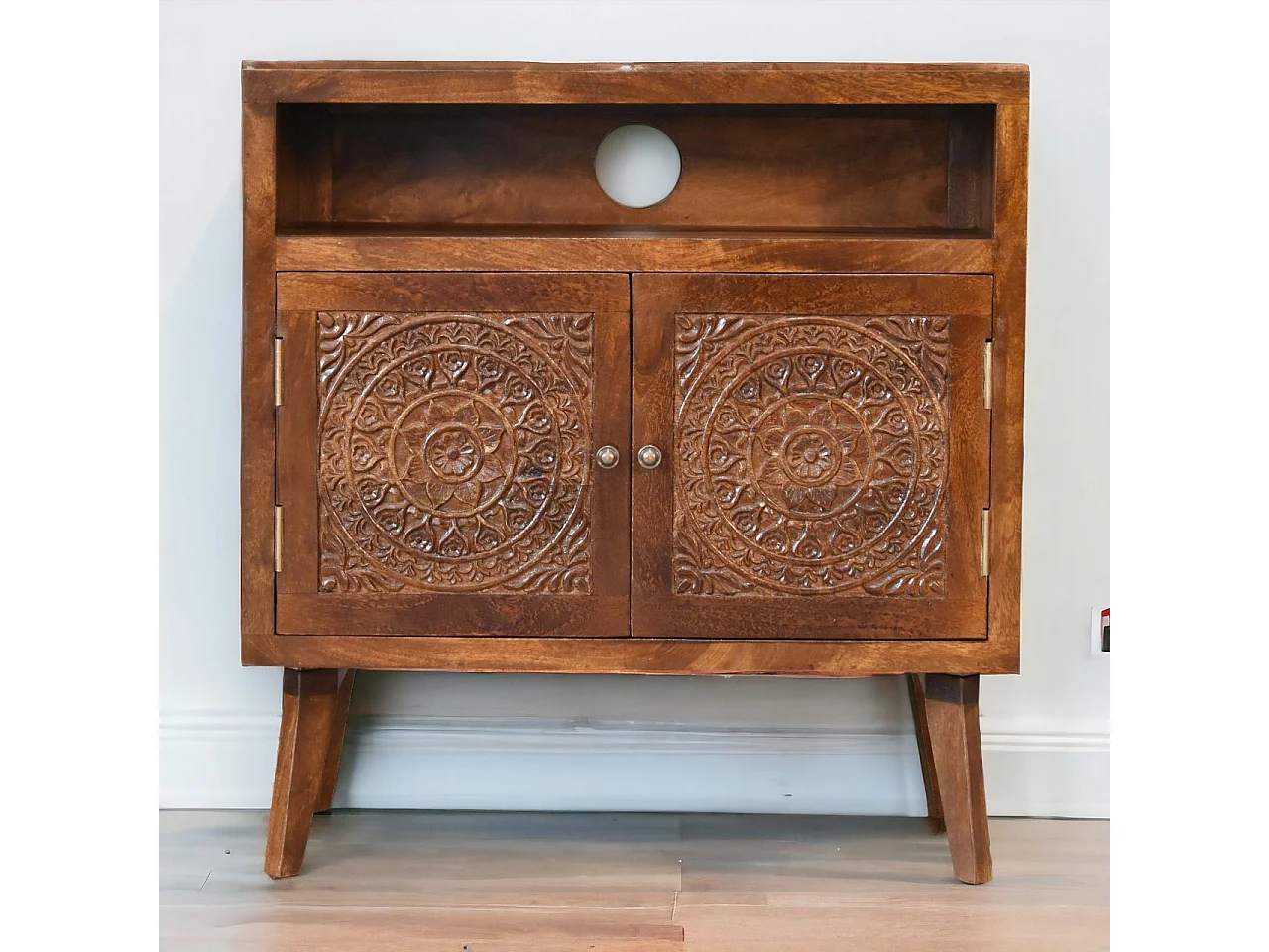 Artisan Furniture Solid Wood Tova Open Shelf Cabinet