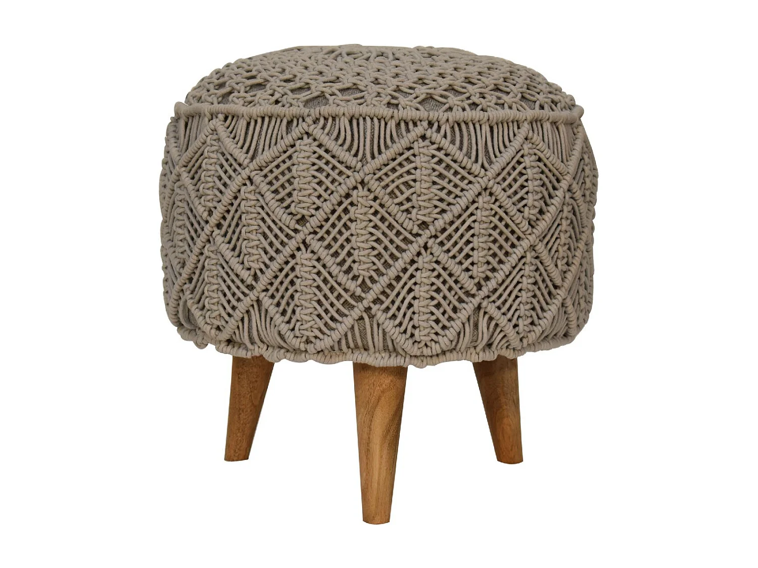 Artisan Furniture Solid Wood Crotchet Grey Footstool