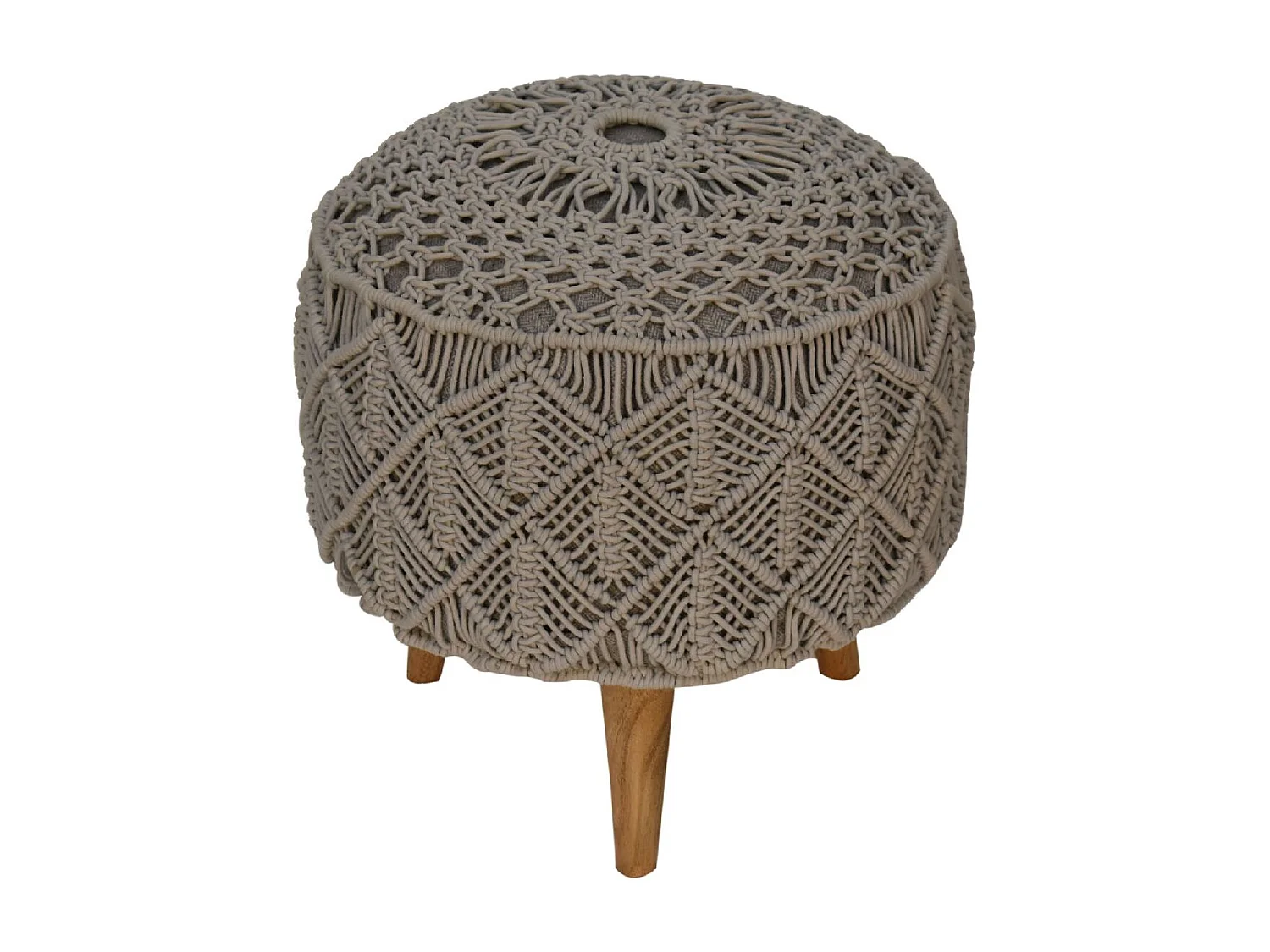 Artisan Furniture Solid Wood Crotchet Grey Footstool