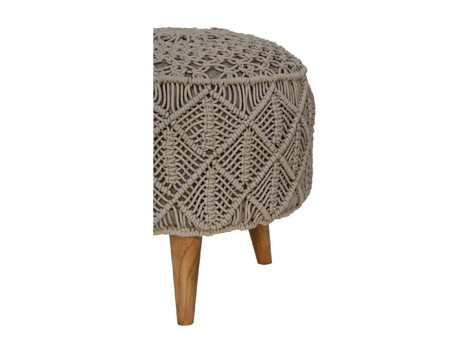 Artisan Furniture Solid Wood Crotchet Grey Footstool