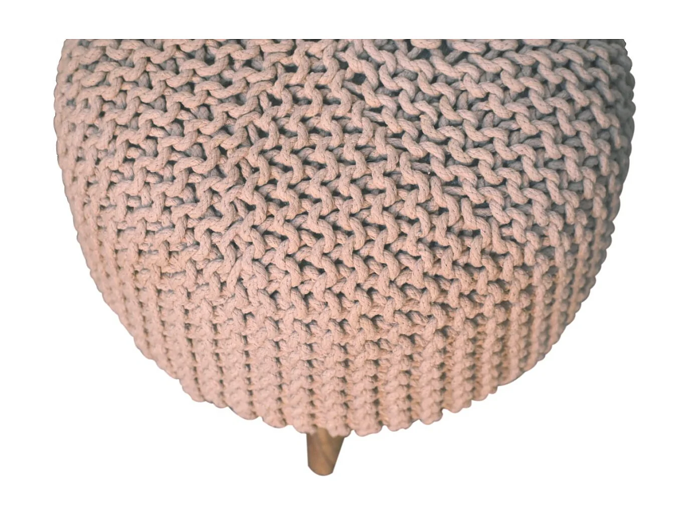 Artisan Furniture Solid Wood Keeva Beige Round Footstool