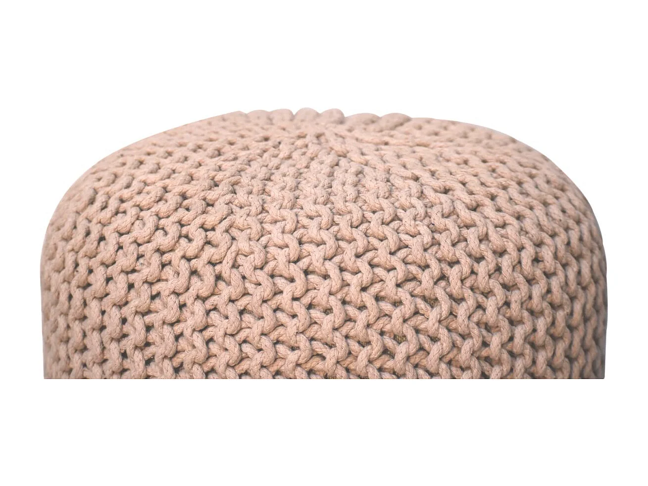 Artisan Furniture Solid Wood Keeva Beige Round Footstool