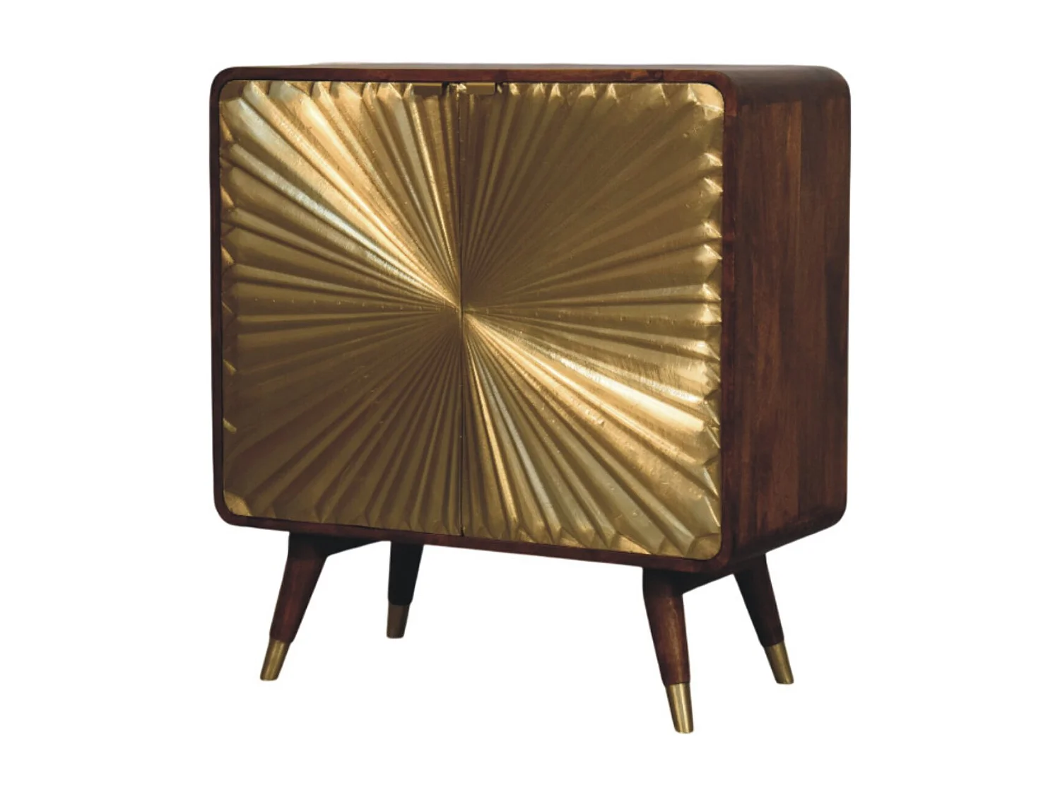 Artisan Furniture Solid Wood Avora Brass Embossed 2 Door Chestnut Cabinet