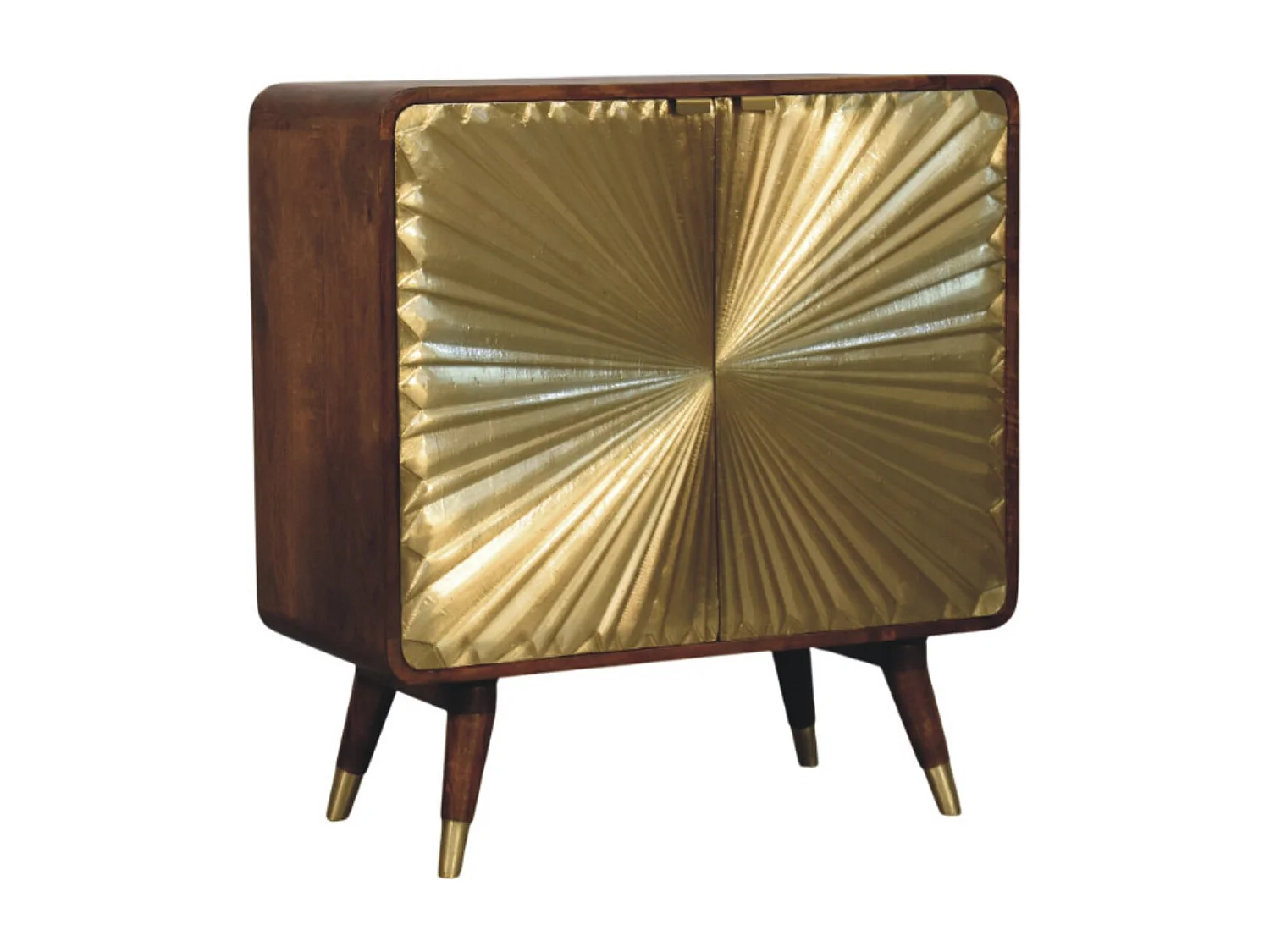 Artisan Furniture Solid Wood Avora Brass Embossed 2 Door Chestnut Cabinet