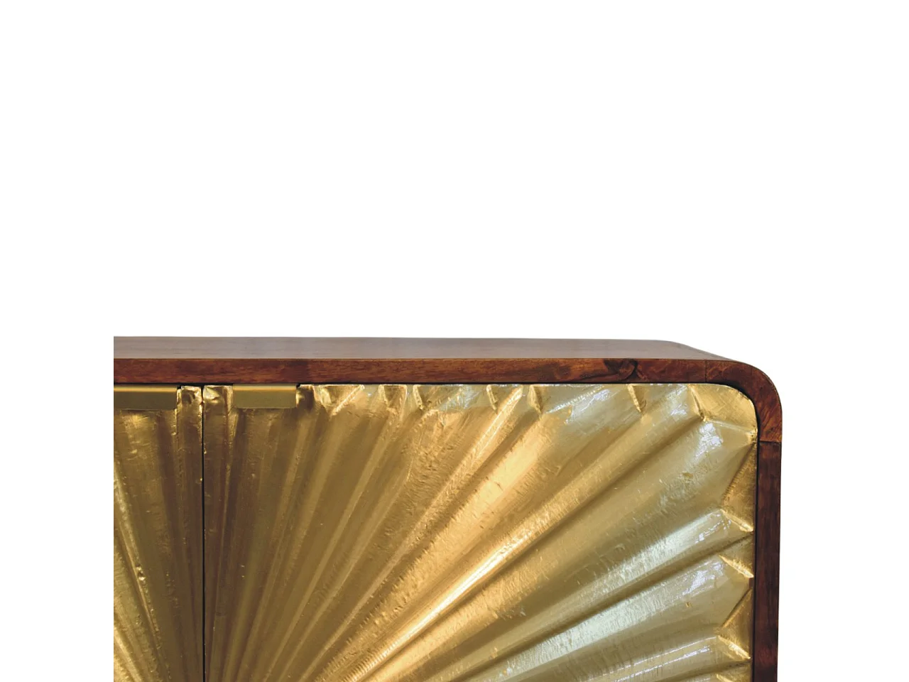 Artisan Furniture Solid Wood Avora Brass Embossed 2 Door Chestnut Cabinet