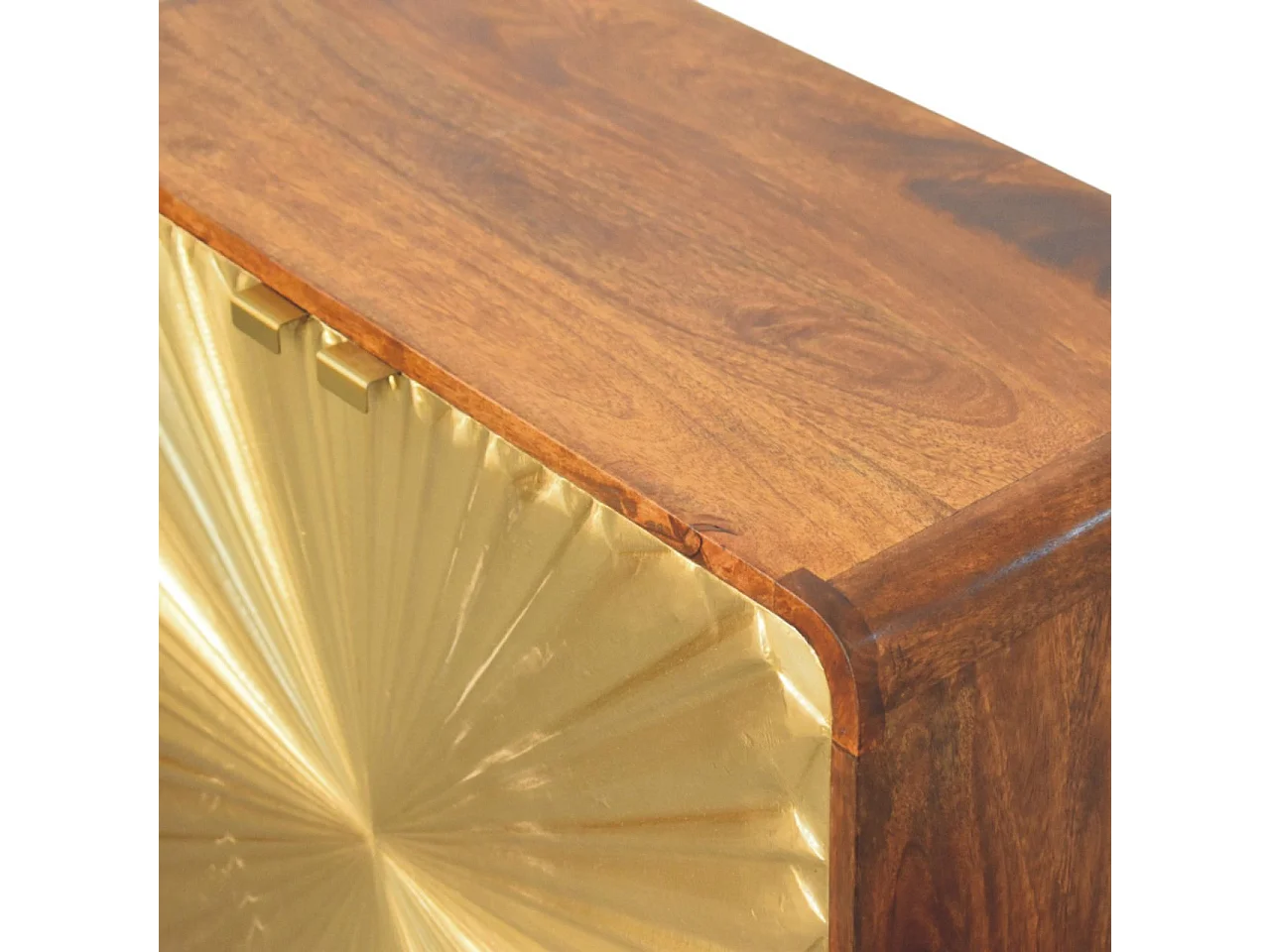 Artisan Furniture Solid Wood Avora Brass Embossed 2 Door Chestnut Cabinet