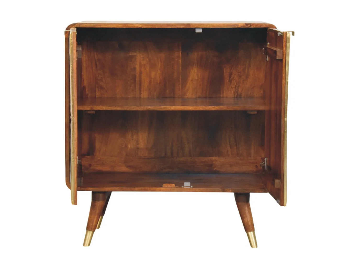 Artisan Furniture Solid Wood Avora Brass Embossed 2 Door Chestnut Cabinet