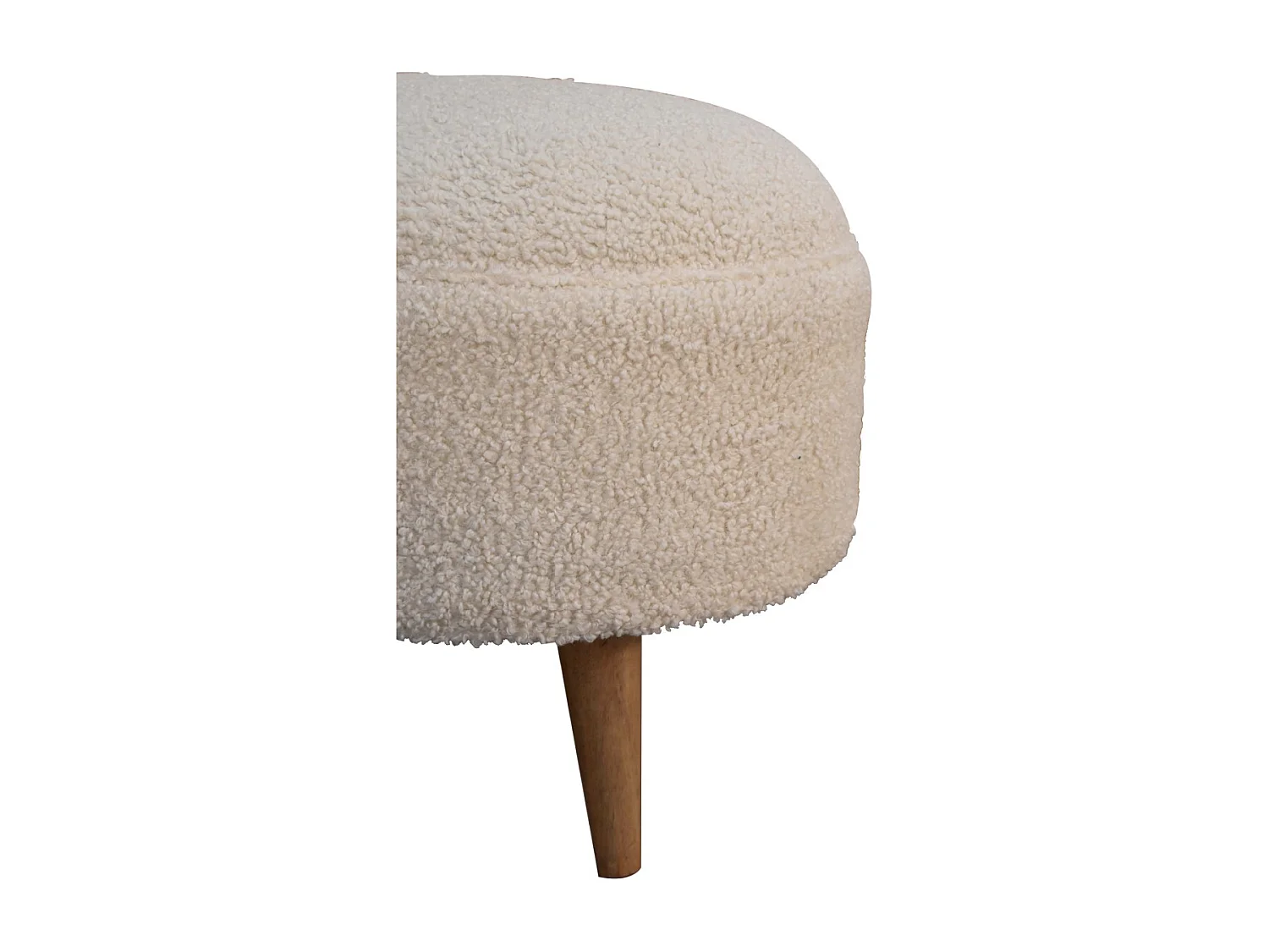 Artisan Furniture Solid Wood Cream Boucle Rounded Footstool