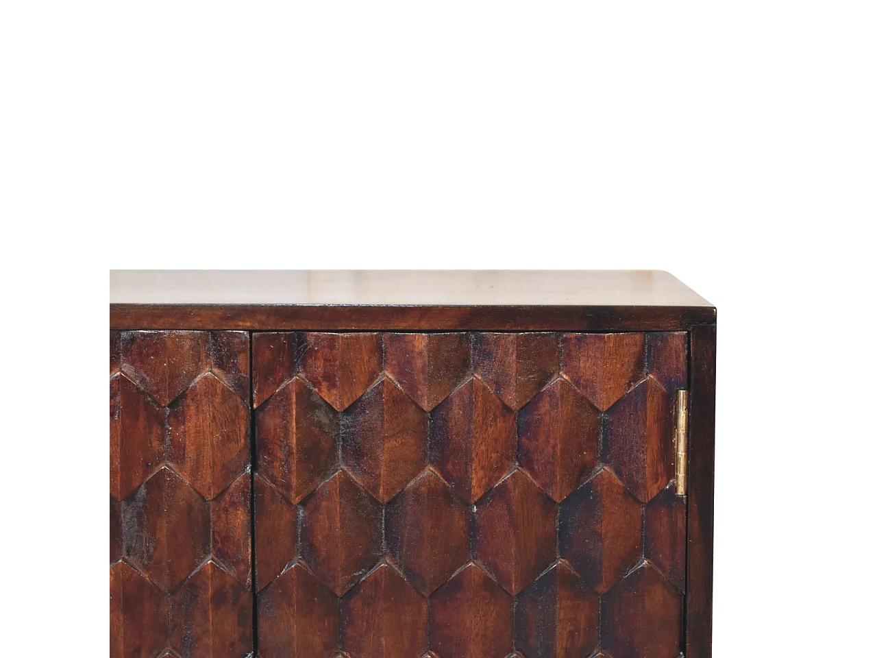 Artisan Furniture Solid Wood Mini Pineapple Carved Light Walnut Cabinet