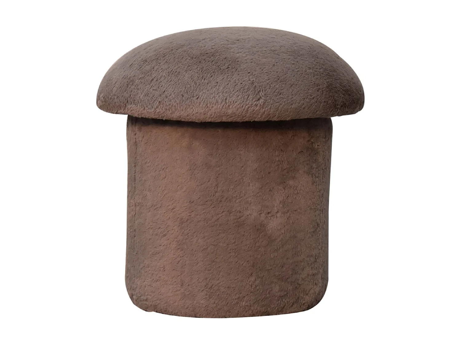 Artisan Furniture Solid Wood Mocha Faux Fur Mushroom Footstool