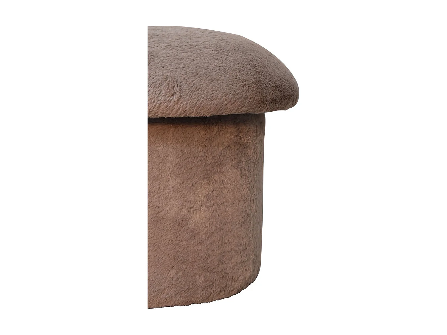 Artisan Furniture Solid Wood Mocha Faux Fur Mushroom Footstool
