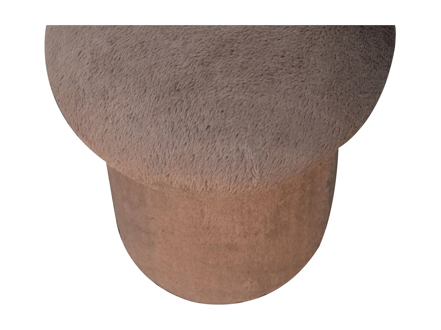 Artisan Furniture Solid Wood Mocha Faux Fur Mushroom Footstool