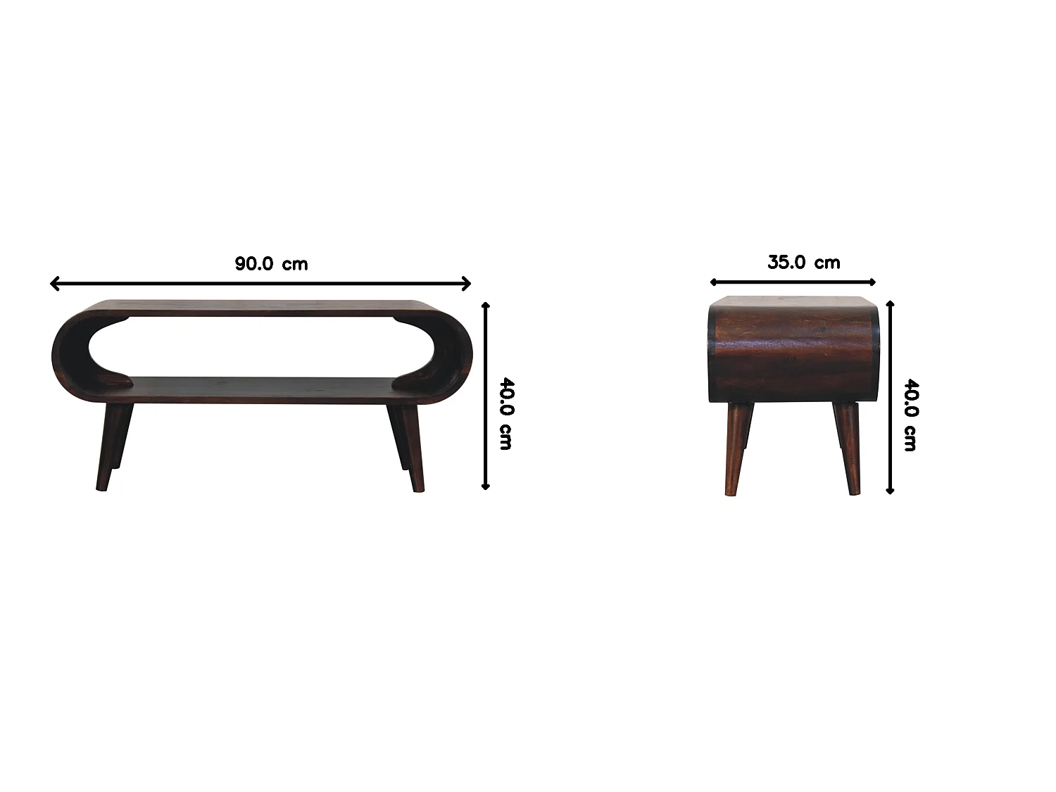 Artisan Furniture Table basse Amaya en bois massif finition noyer