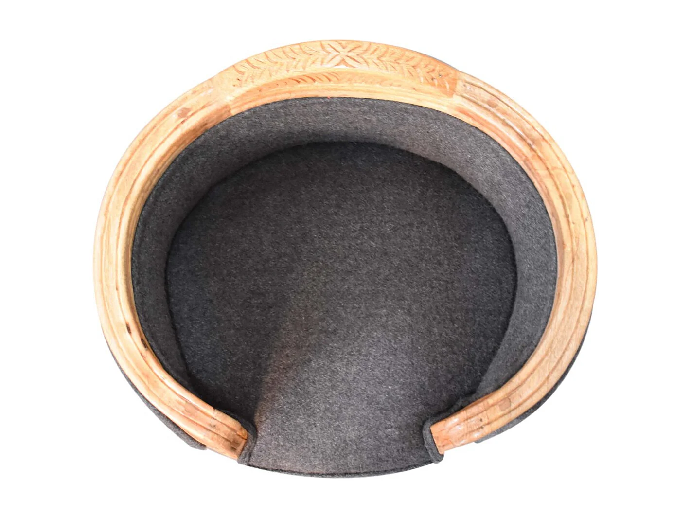Artisan Furniture Solid Wood Carved Battleship Tweed Pet Bed